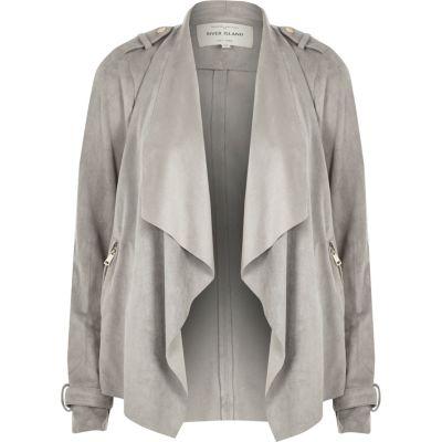 River Island Womens Faux Suede Waterfall Biker Jacket