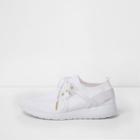 River Island Womens White Mesh Knit Lace-up Runner Trainers