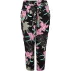 River Island Womens Plus Floral Tie Waist Tapered Trousers