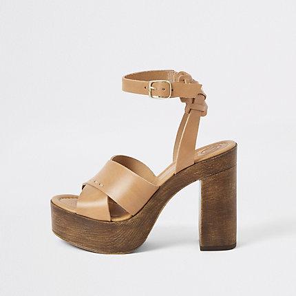 River Island Womens Cross Platform Heeled Sandals