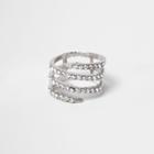 River Island Womens Silver Tone Diamante Spiral Ring