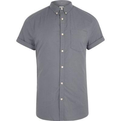 River Island Mens Muscle Fit Short Sleeve Oxford Shirt