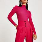 River Island Womens Long Puff Sleeve High Neck Top