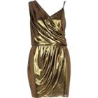 River Island Womens Gold Metallic Asymmetric Slip Dress