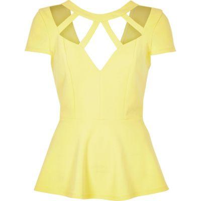 River Island Womens Caged Neck Peplum Top