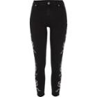 River Island Womens Floral Stud Amelie Super Skinny Jeans