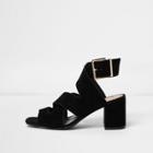River Island Womens Crossover Wide Fit Block Heel Sandals