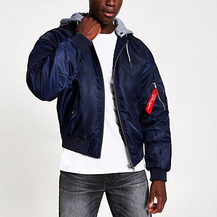 River Island Mens Prolific Hooded Bomber Jacket