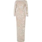 River Island Womens Floral Sequin Long Sleeve Maxi Dress
