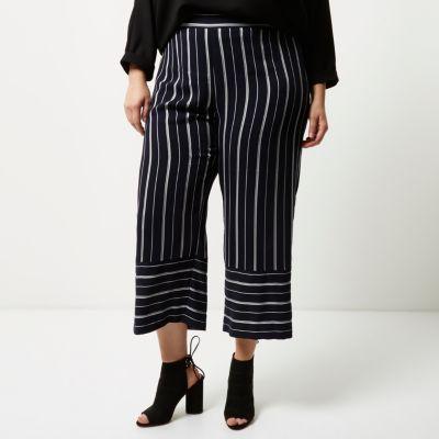 River Island Womens Plus Mixed Stripe Cropped Pants