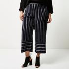 River Island Womens Plus Mixed Stripe Cropped Pants