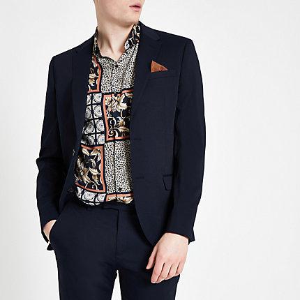 River Island Mens Textured Stretch Skinny Suit Jacket