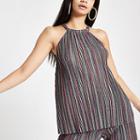 River Island Womens Metallic Stripe Halter Neck Cami Top