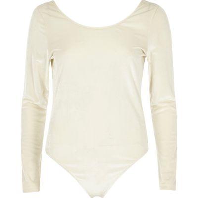 River Island Womens Velour Long Sleeve Scoop Neck Bodysuit