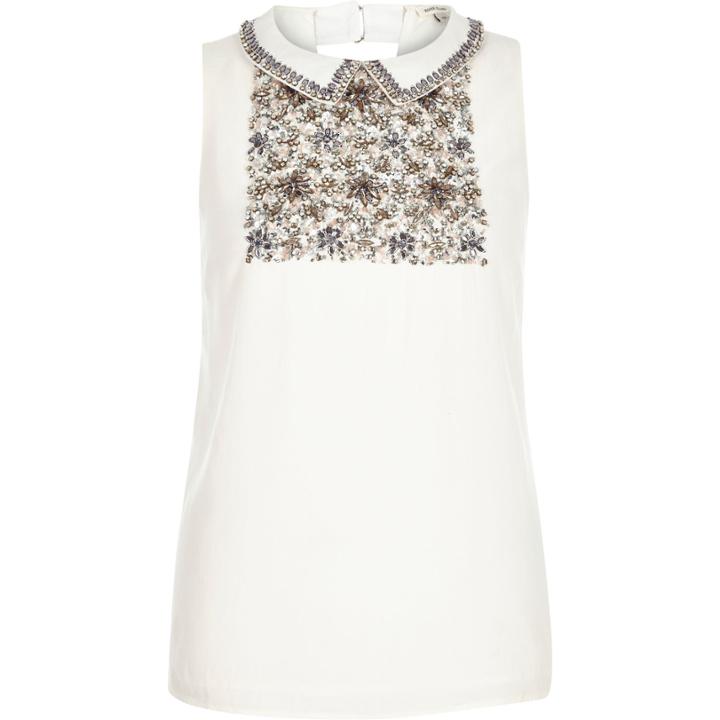 River Island Womens Embellished Sleeveless Shirt