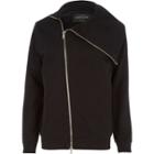 River Island Mensblack Asymmetric Zip Front Jacket
