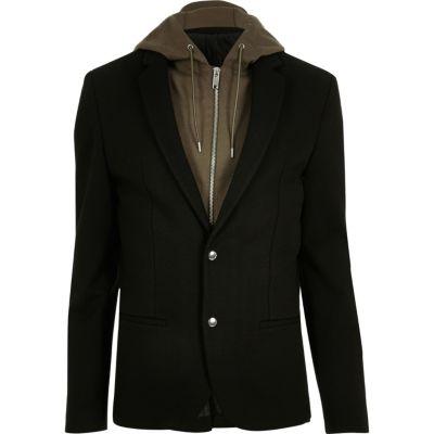 River Island Mens And Khaki Hooded Blazer