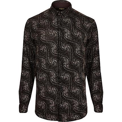 River Island Mens Jaded London Glitter Paisley Shirt