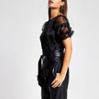 River Island Womens Short Organza Puff Sleeve Satin Top