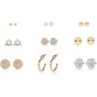 River Island Womens Gold Tone Rhinestone Stud Earrings Pack