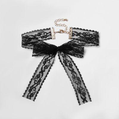 River Island Womens Lace Bow Bolo Choker