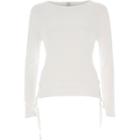River Island Womens White Long Sleeve Tie Side Top