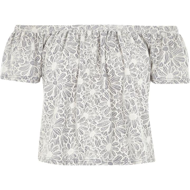 River Island Womens Floral Print Frill Bardot Top