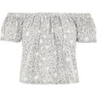 River Island Womens Floral Print Frill Bardot Top