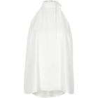 River Island Womens White High Tie Neck Cross Back Sleeveless Top