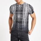 River Island Mens Snake Print Fade Slim Fit T-shirt