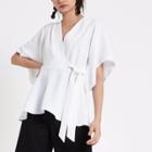 River Island Womens White Kimono Sleeve Wrap Top