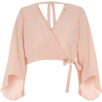 River Island Womens Peitte Wrap Flare Sleeve Top
