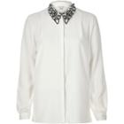 River Island Womens White Embellished Collar Smart Shirt