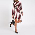 River Island Womens Stripe Wrap Front Long Sleeve Midi Dress