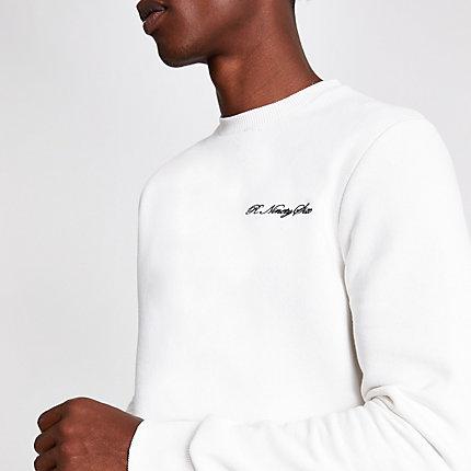 River Island Mens White Slim Fit 'r96' Sweatshirt