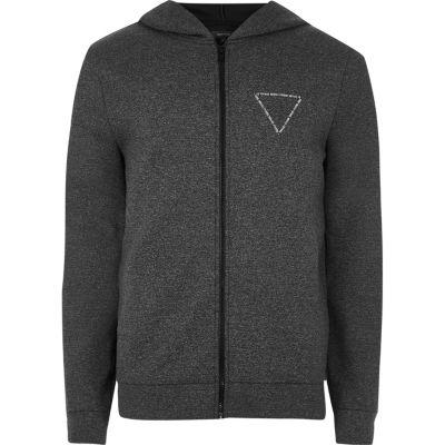 River Island Mensdark Logo Zip Up Hoodie