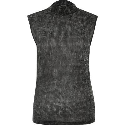 River Island Womens Silver Pleatedk Top