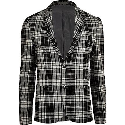 River Island Mens Tartan Check Skinny Fit Blazer