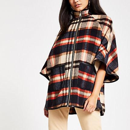 River Island Womens Check Cape Jacket