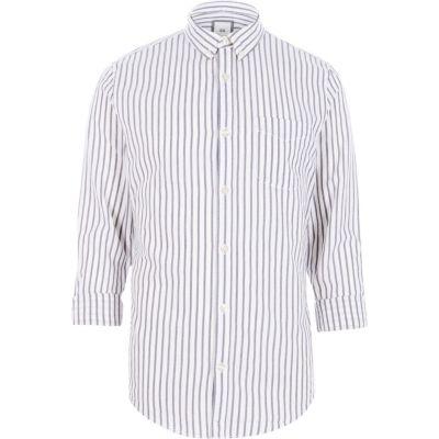 River Island Mens Stripe Slim Fit Oxford Shirt
