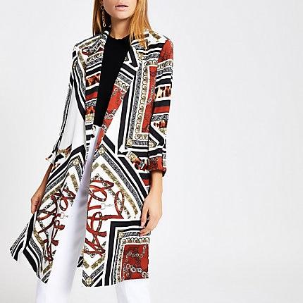 River Island Womens Print Longline Blazer