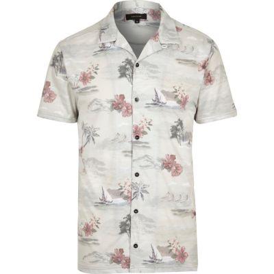River Island Mens Hawaiian Print Polo Shirt