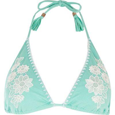 River Island Womens Floral Appliqu String Bikini Top