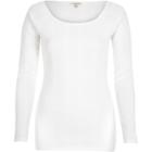 River Island Womens White Scoop Neck Long Sleeve Top