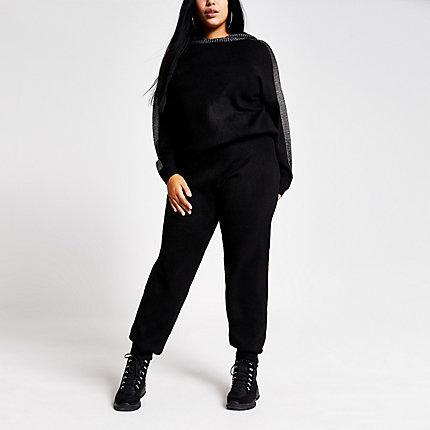 River Island Womens Plus Diamante Pocket Knitted Joggers