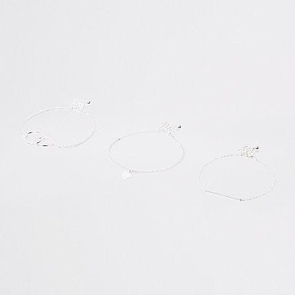 River Island Womens Silver Tone Interlinked Bracelet Multipack