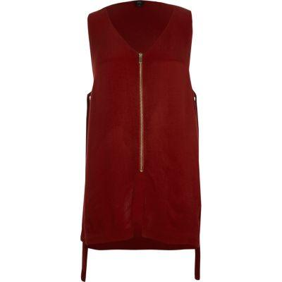River Island Womens Zip Front Sleeveless Top