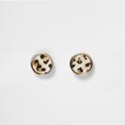 River Island Womens Gold Tone Leopard Print Stud Earrings