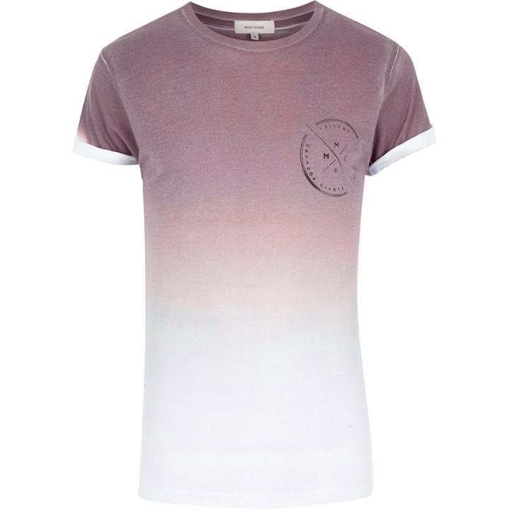 River Island Mensbrown Faded Chest Print T-shirt