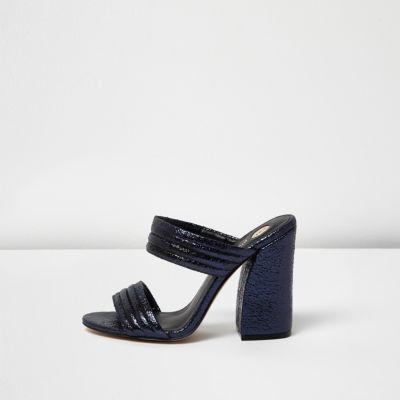 River Island Womens Metallic Strappy Heeled Mules